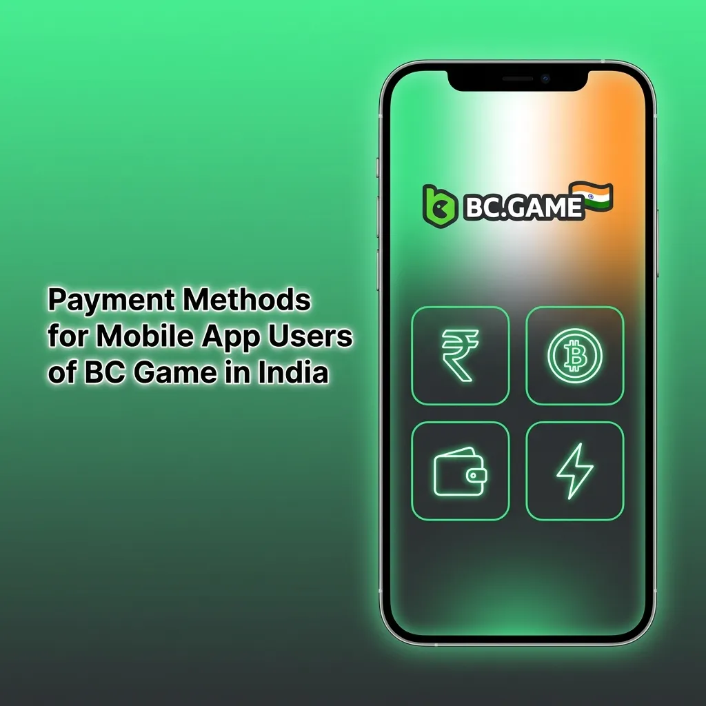 Infographic of BC Game India iOS payment methods: UPI, Paytm, net banking, cards, BTC, and USDT with deposit/withdrawal limits.