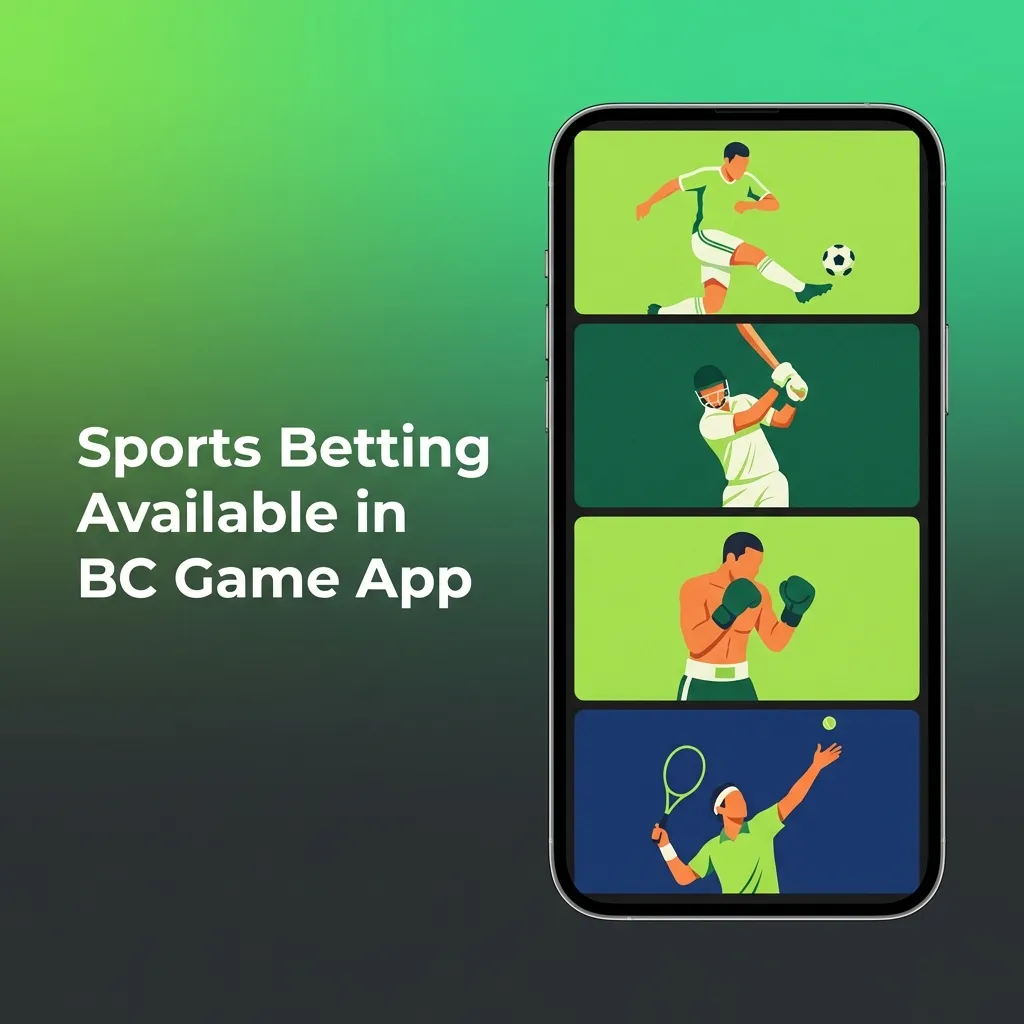 BC Game iOS app screen showing live sports betting options for cricket, football, tennis, kabaddi, basketball, esports and more
