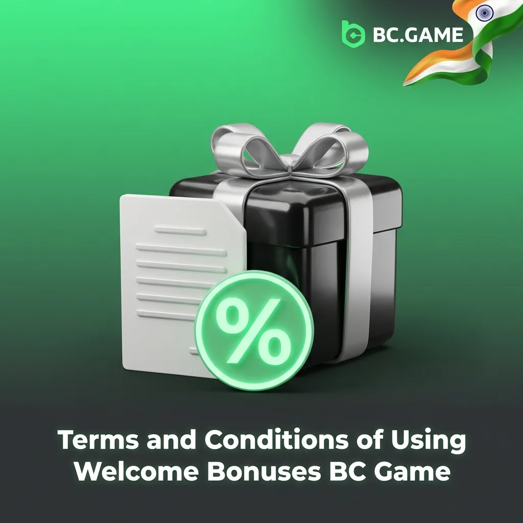 Infographic titled “BC Game Welcome Bonus Terms” listing wagering rules, limits, expiry, exclusions, and verification steps